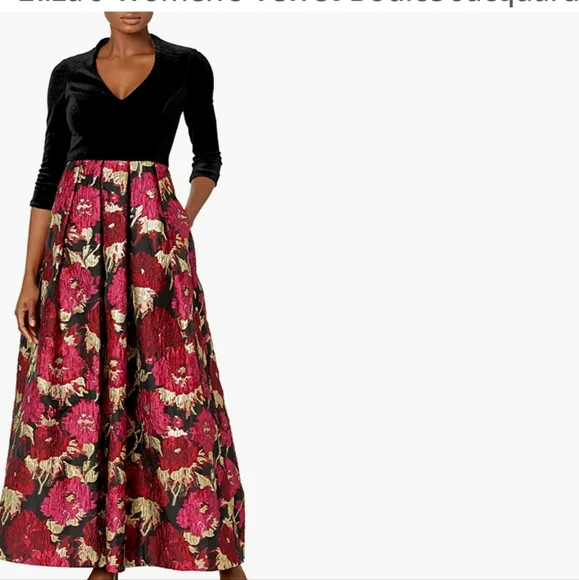 NWT Eliza J Women's Bodice Jacquard Ballgown SkirT SZ-6 length 60